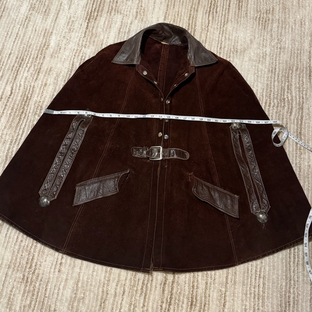 ✨ Vintage Suede MOD Era Cape Poncho – 1960s/1970s ✨ - Picture 9 of 12